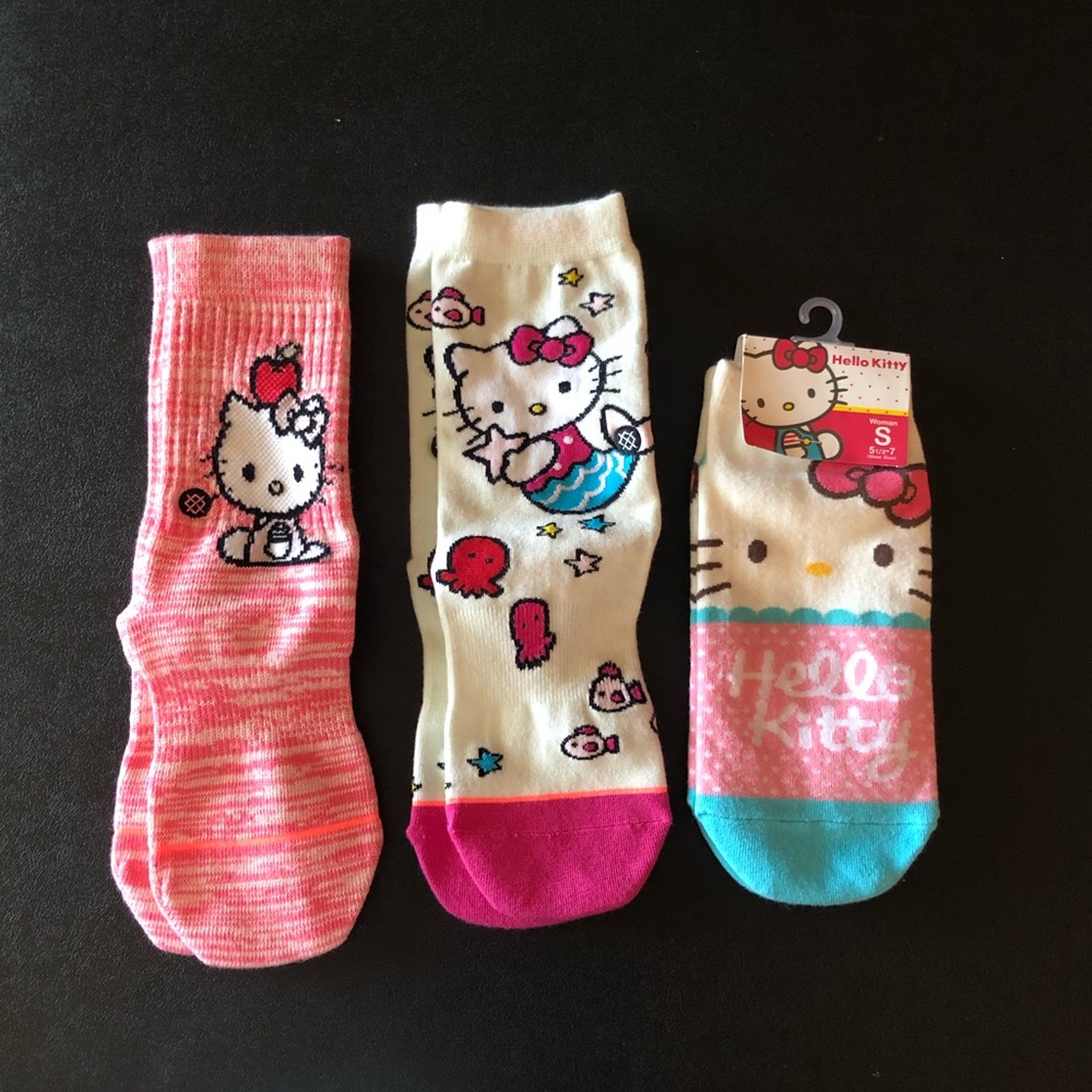 Bundle of 2 Kids Hello Kitty x Stance Crew Socks and 1 Adult Sanrio Ankle Socks